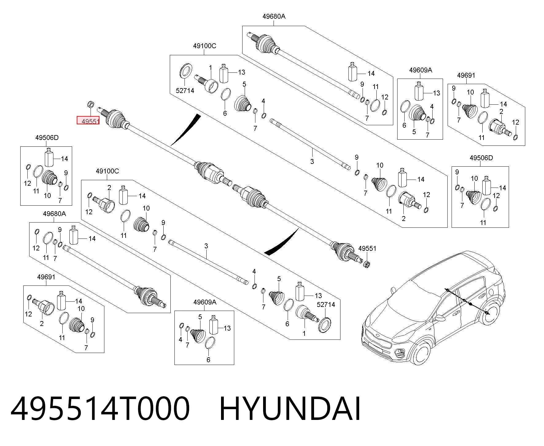 495514T000 Hyundai/Kia Гайка полуоси передней