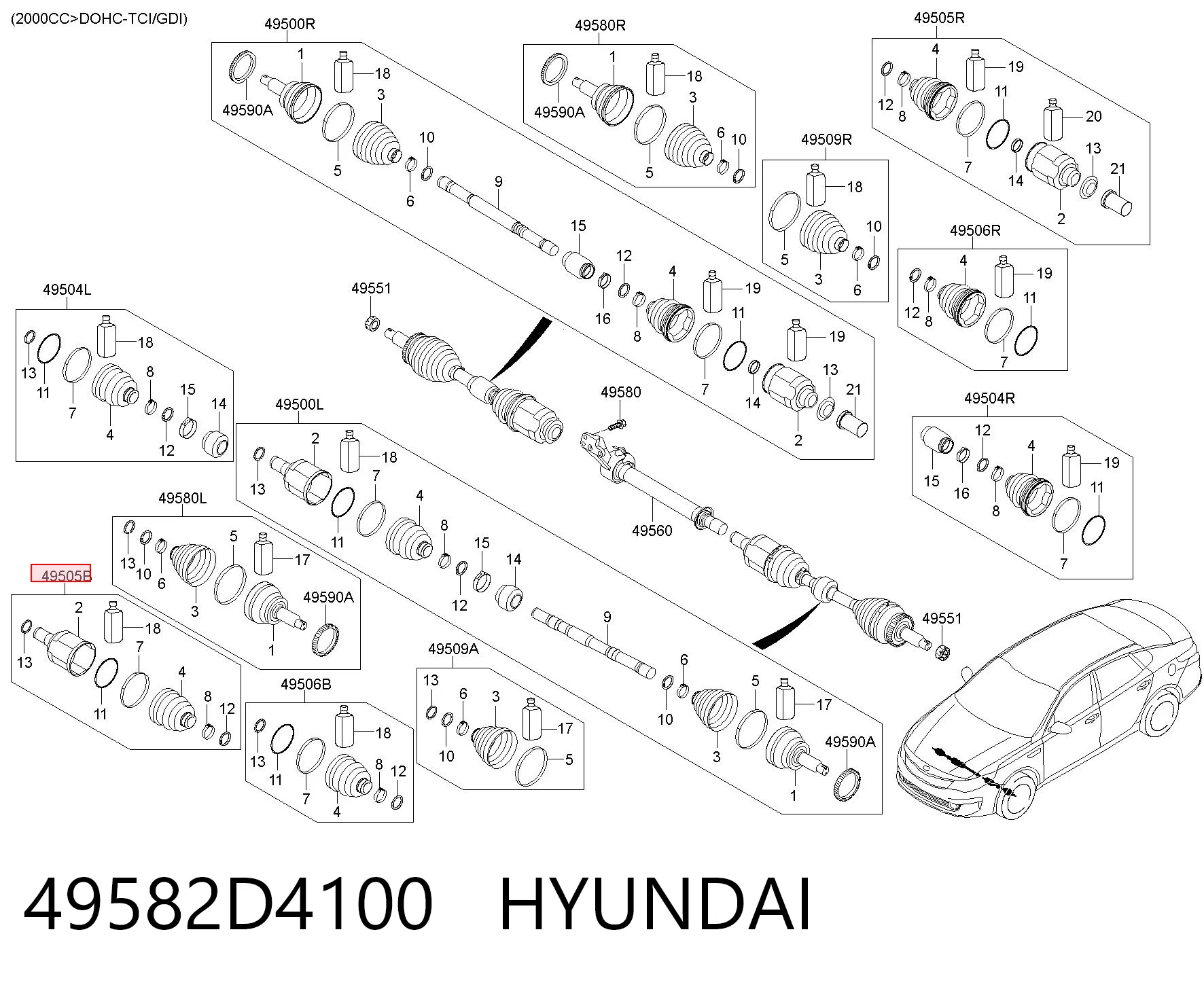 Шарнир угловых скоростей передний левый KIA Optima IV седан (JF) (2015 - 2019) цена, от 48.19 USD