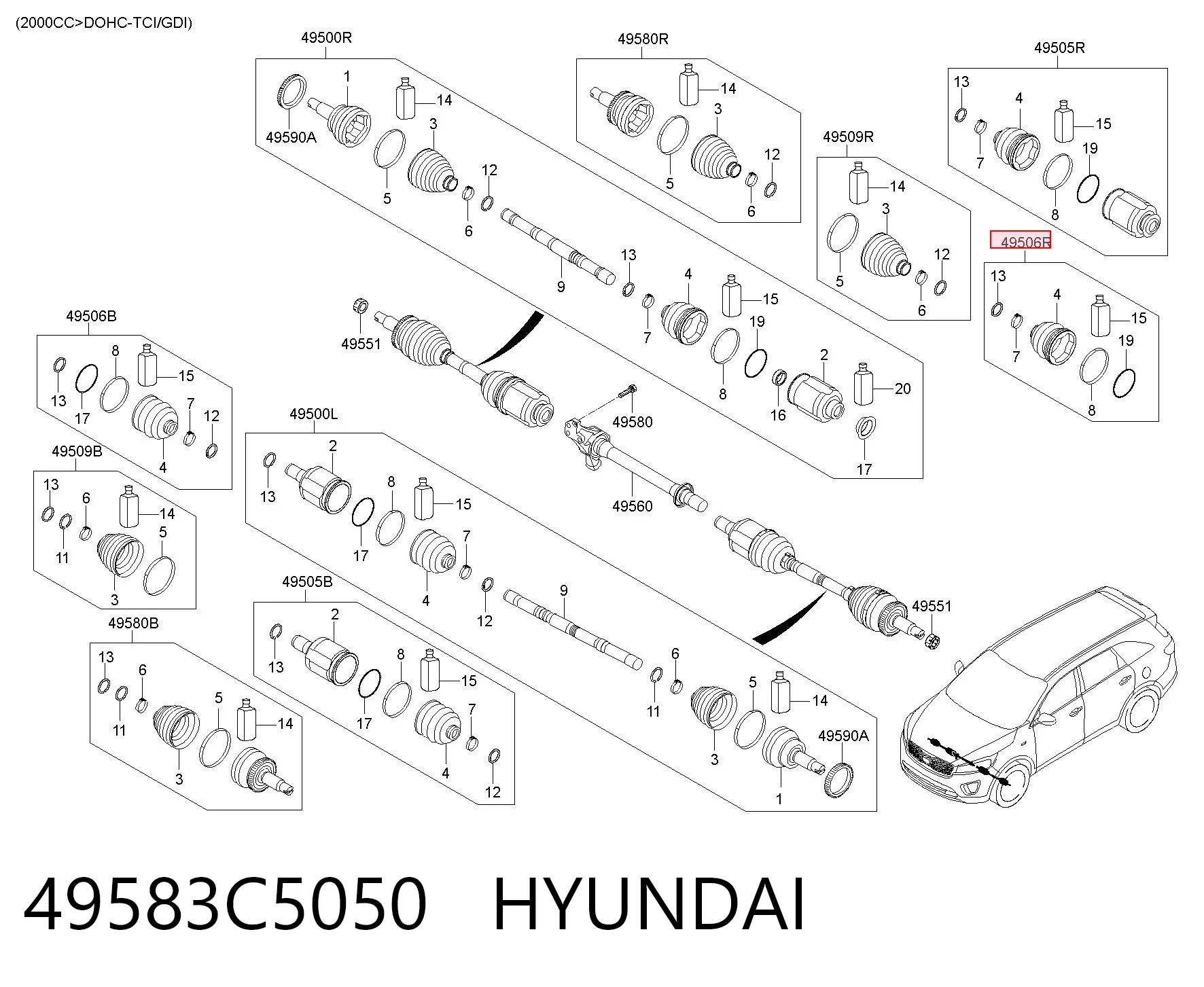 49583C5050 Hyundai/Kia Пыльник гранаты внутренний, правый