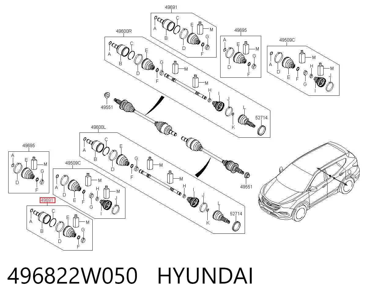 XX496822W050 Market (OEM) ШРУС внутренний, задний