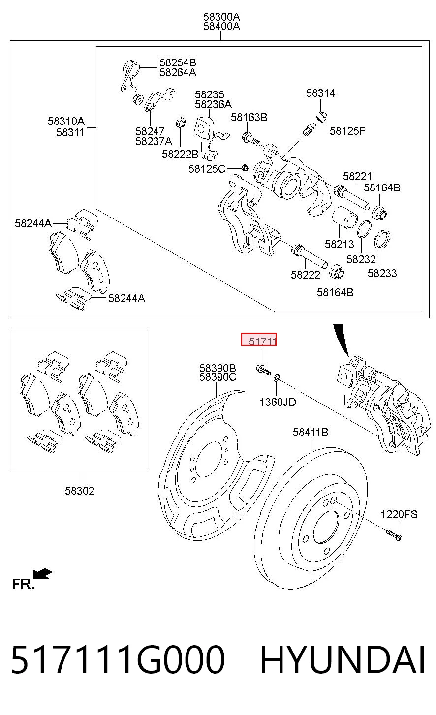 517111G000 Hyundai/Kia Цапфа - поворотный кулак передний, правый