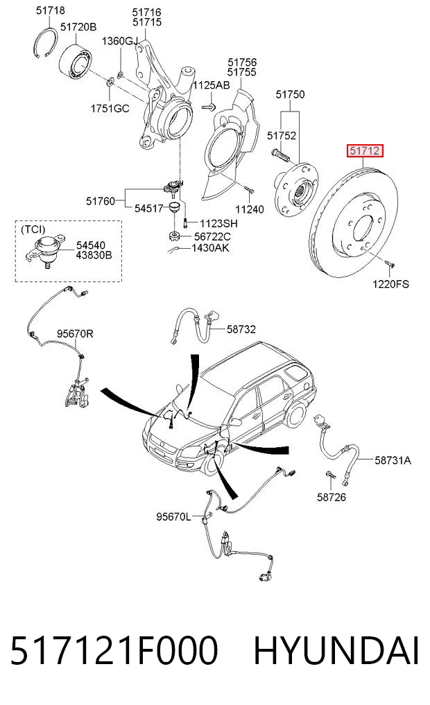 517121F000 Hyundai/Kia Диск тормозной передний