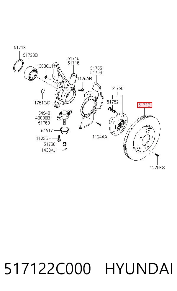 517122C000 Hyundai/Kia Диск тормозной передний