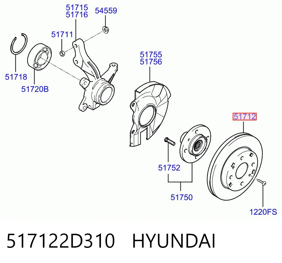 517122D310 Hyundai/Kia Диск тормозной передний