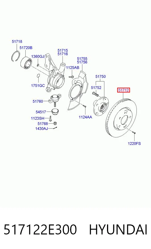 517122E300 Hyundai/Kia Диск тормозной передний