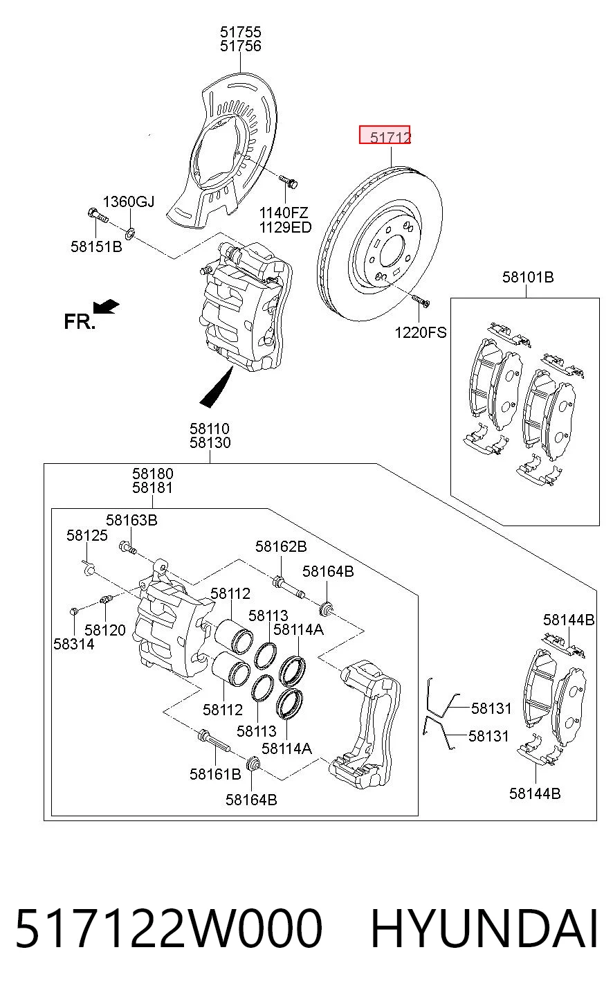 517122W000 Hyundai/Kia Диск тормозной передний