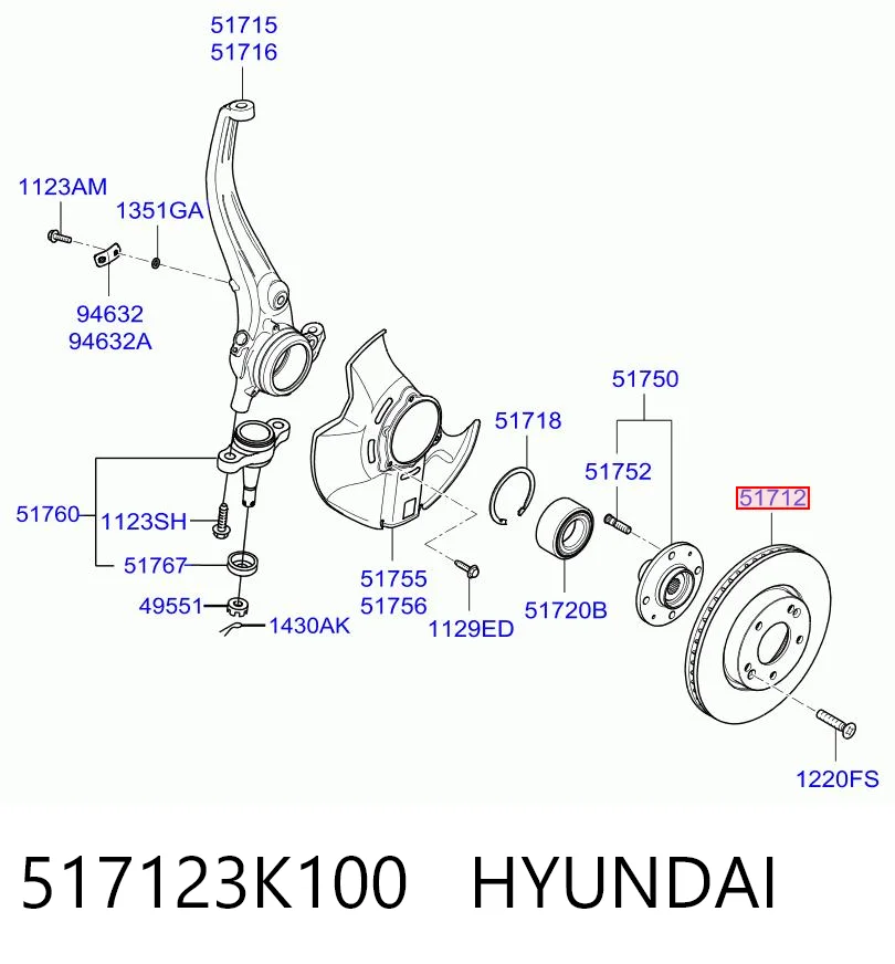 517123K100 Hyundai/Kia Диск тормозной передний