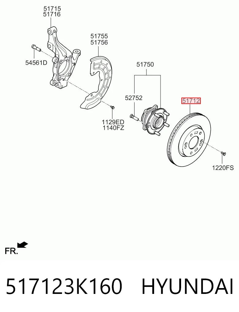517123K160 Hyundai/Kia Диск тормозной передний