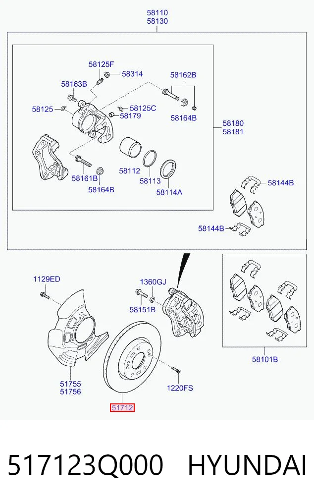517123Q000 Hyundai/Kia Диск тормозной передний