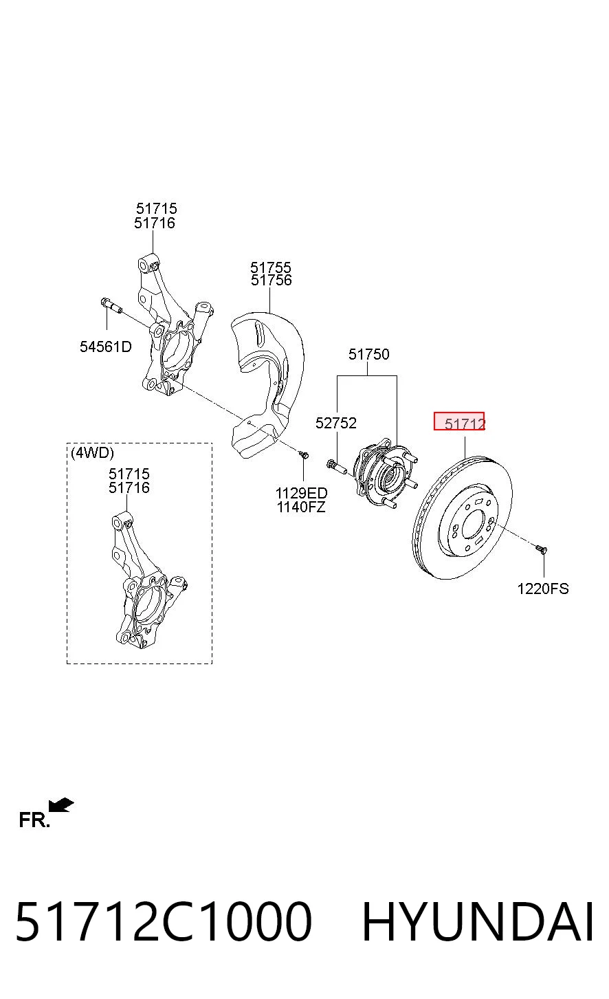 51712C1000 Hyundai/Kia Диск тормозной передний