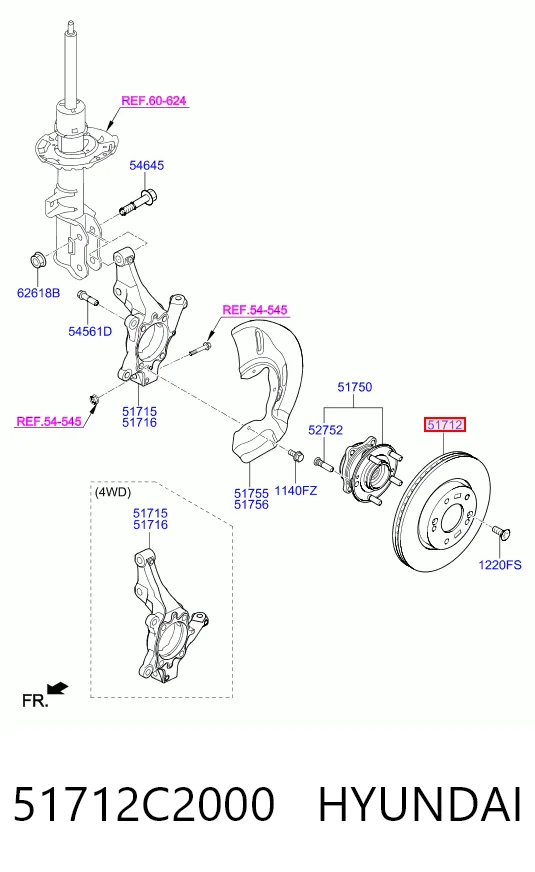 51712C2000 Hyundai/Kia Диск тормозной передний