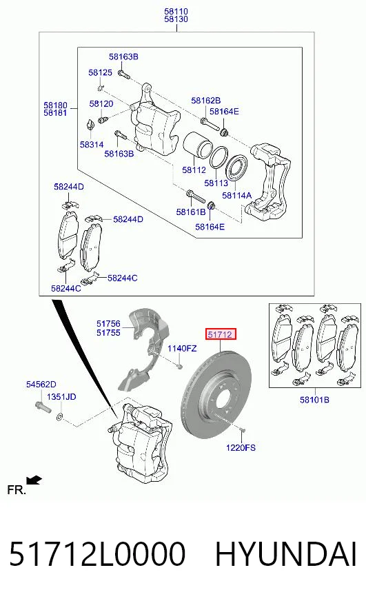 51712L0000 Hyundai/Kia Диск тормозной передний