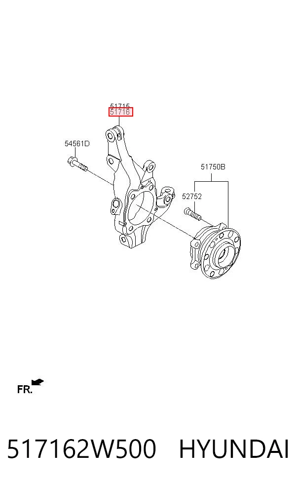 517162W500 Hyundai/Kia Цапфа - поворотный кулак передний, правый