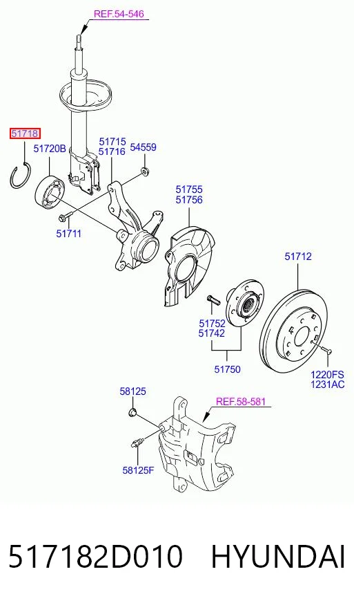 517182D010 Hyundai/Kia Подшипник ступицы передней