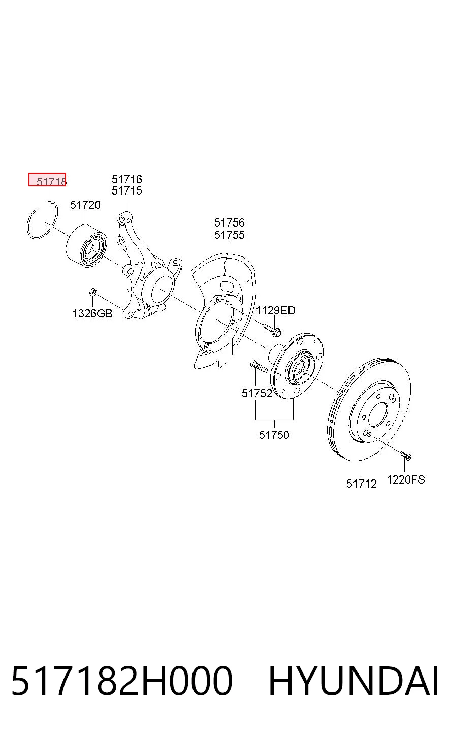 517182H000 Hyundai/Kia Подшипник ступицы передней