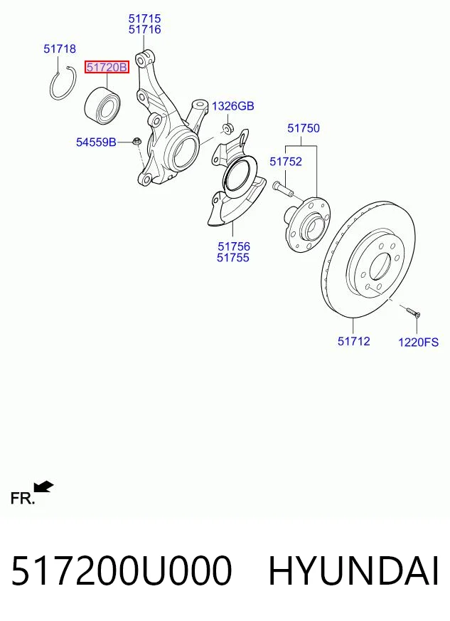 517200U000 Hyundai/Kia Подшипник ступицы передней