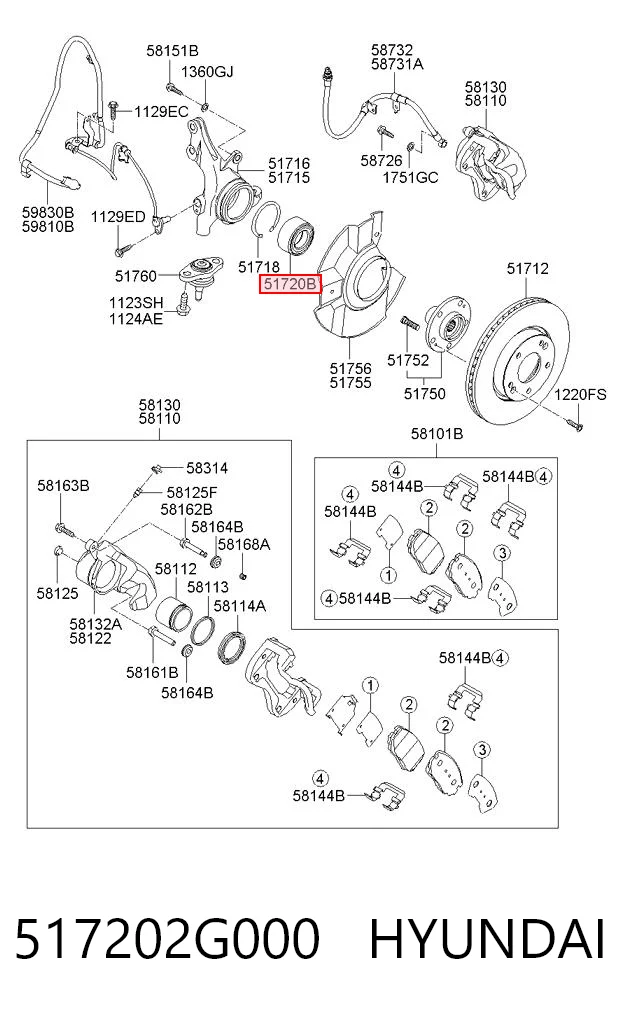 517202G000 Hyundai/Kia Подшипник ступицы передней