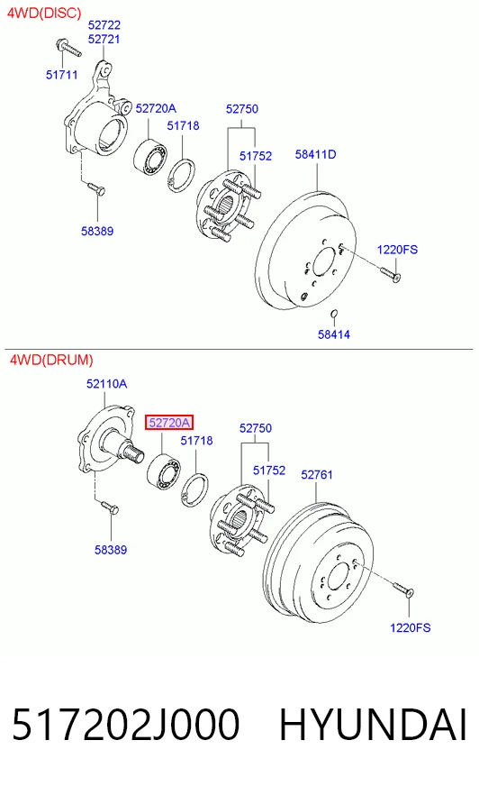 517202J000 Hyundai/Kia Подшипник ступицы задней
