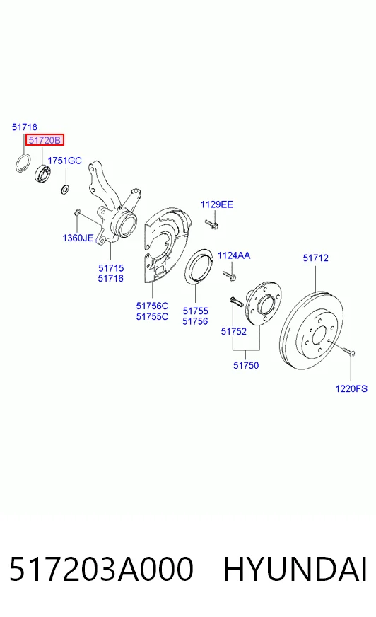 517203A000 Hyundai/Kia Подшипник ступицы передней