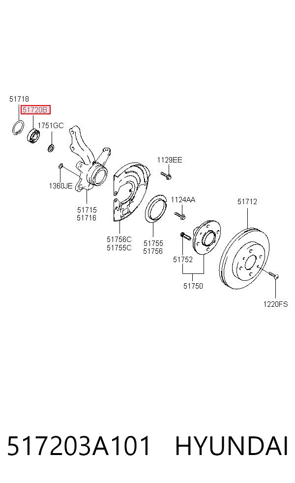 517203A101 Hyundai/Kia Подшипник ступицы передней