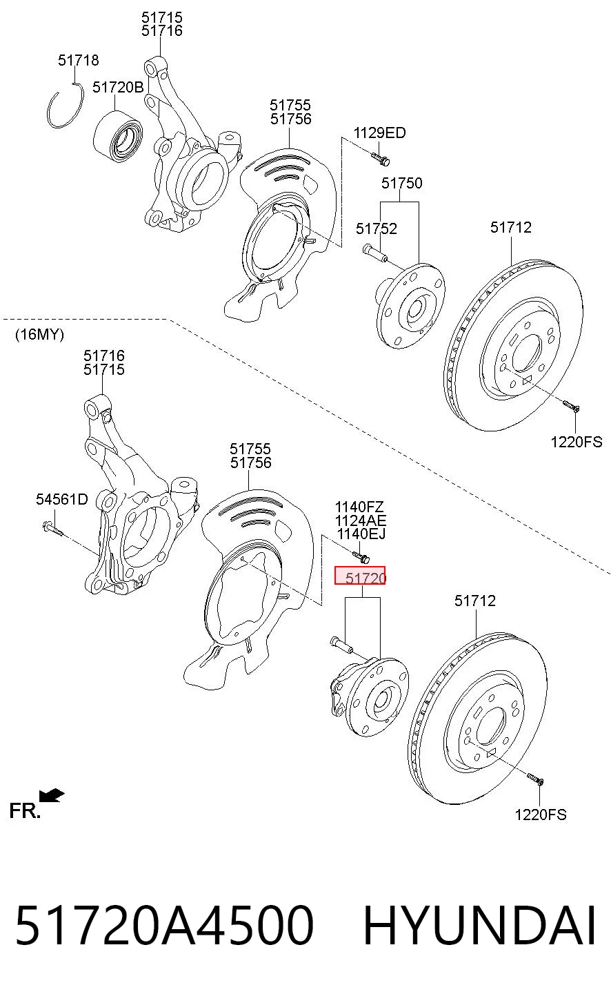 51720A4500 Hyundai/Kia Подшипник ступицы передней