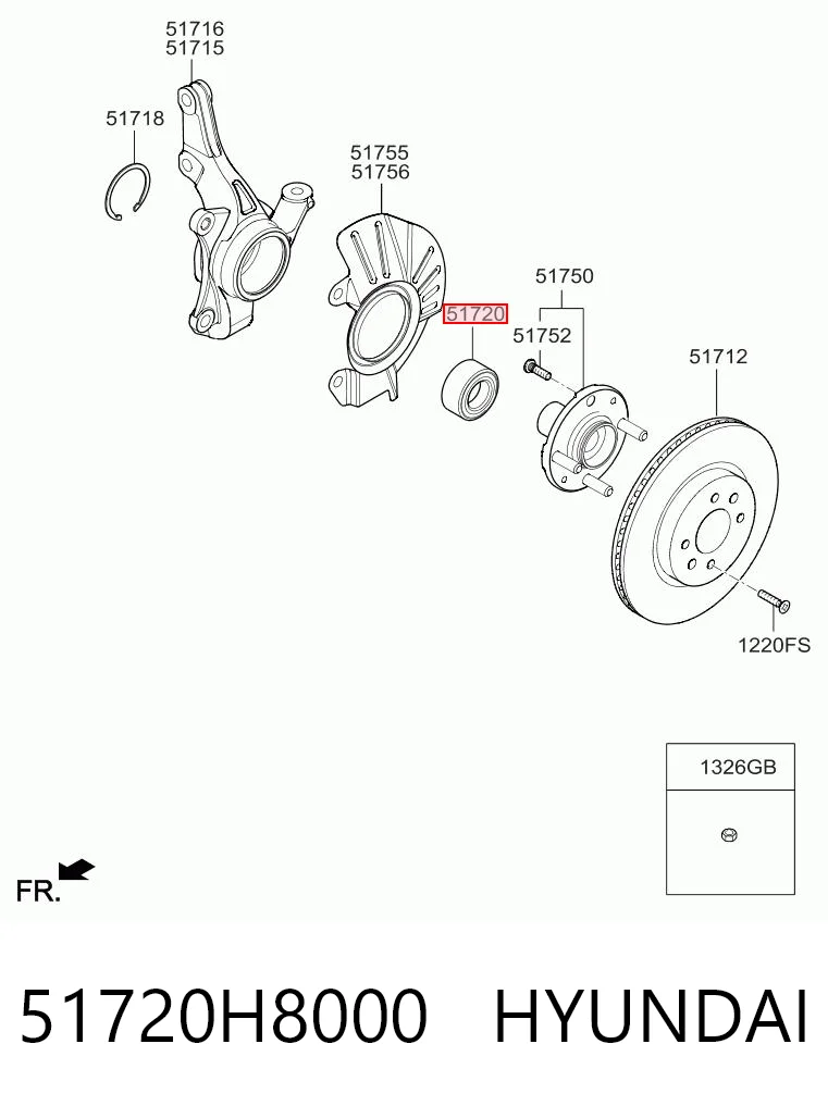 51720H8000 Hyundai/Kia Подшипник ступицы передней