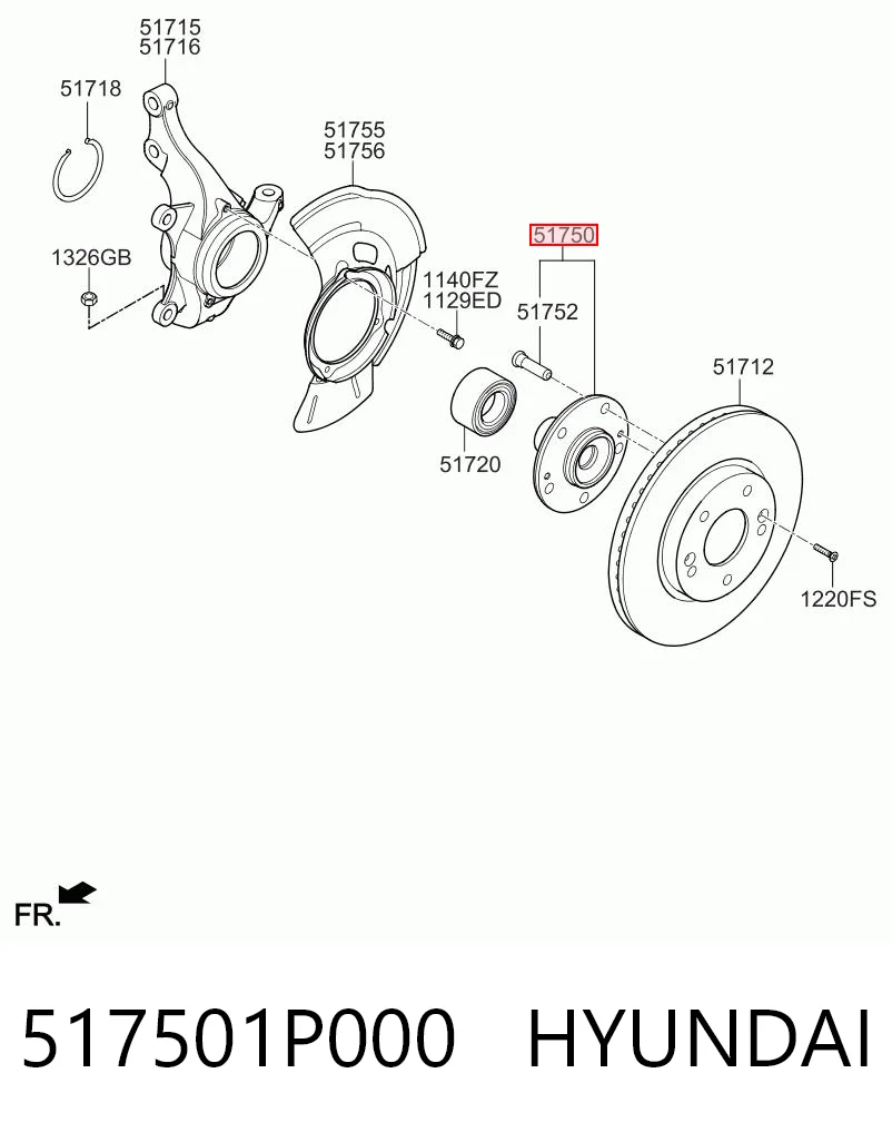 517501P000 Hyundai/Kia Ступица колеса передняя