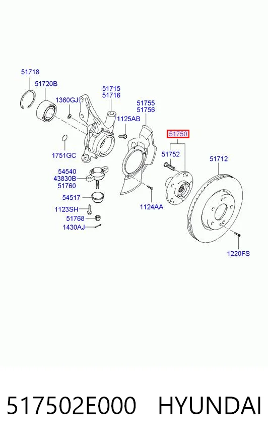 517502E000 Hyundai/Kia Ступица колеса передняя