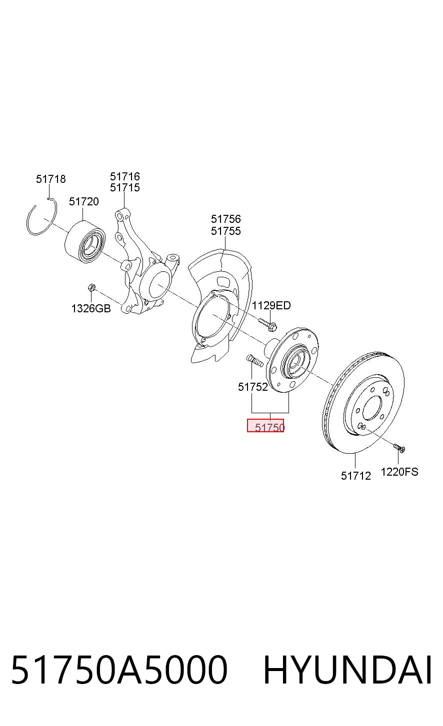 51750A5000 Hyundai/Kia Ступица колеса передняя
