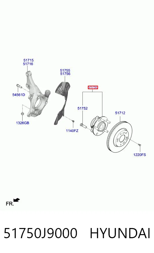 51750J9000 Hyundai/Kia Ступица колеса передняя