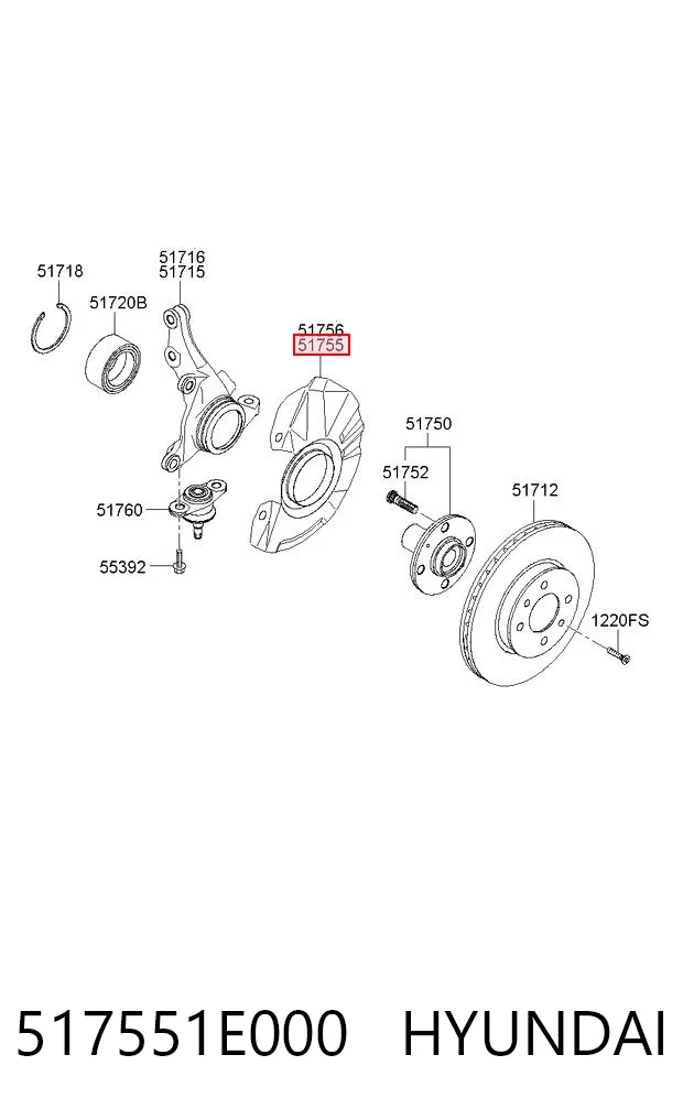 517551E000 Hyundai/Kia Пыльник тормозного диска переднего левого