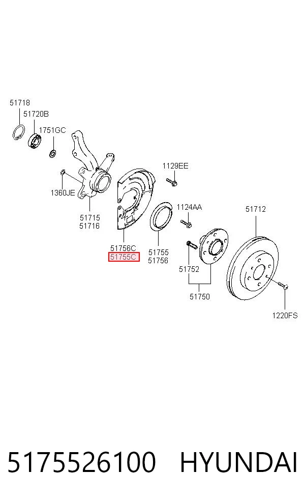 5175526100 Hyundai/Kia Пыльник тормозного диска переднего левого