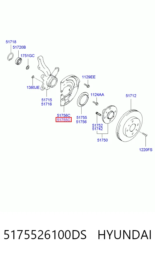 5175526100DS Hyundai/Kia Пыльник тормозного диска переднего левого