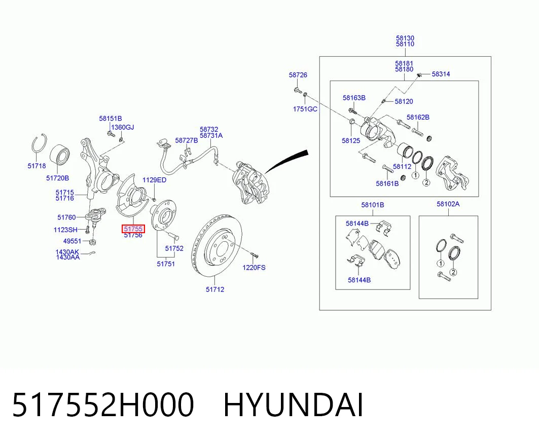 517552H000 Hyundai/Kia Пыльник тормозного диска переднего левого