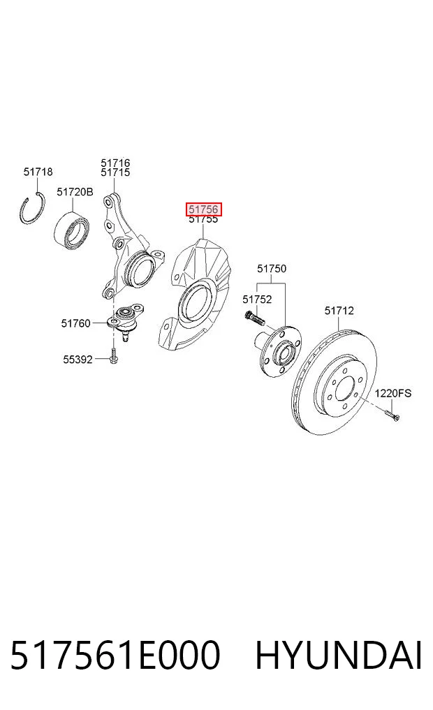 517561E000 Hyundai/Kia Пыльник тормозного диска переднего