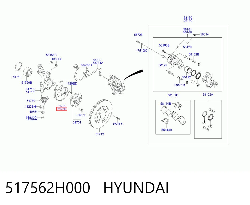 517562H000 Hyundai/Kia Пыльник тормозного диска переднего