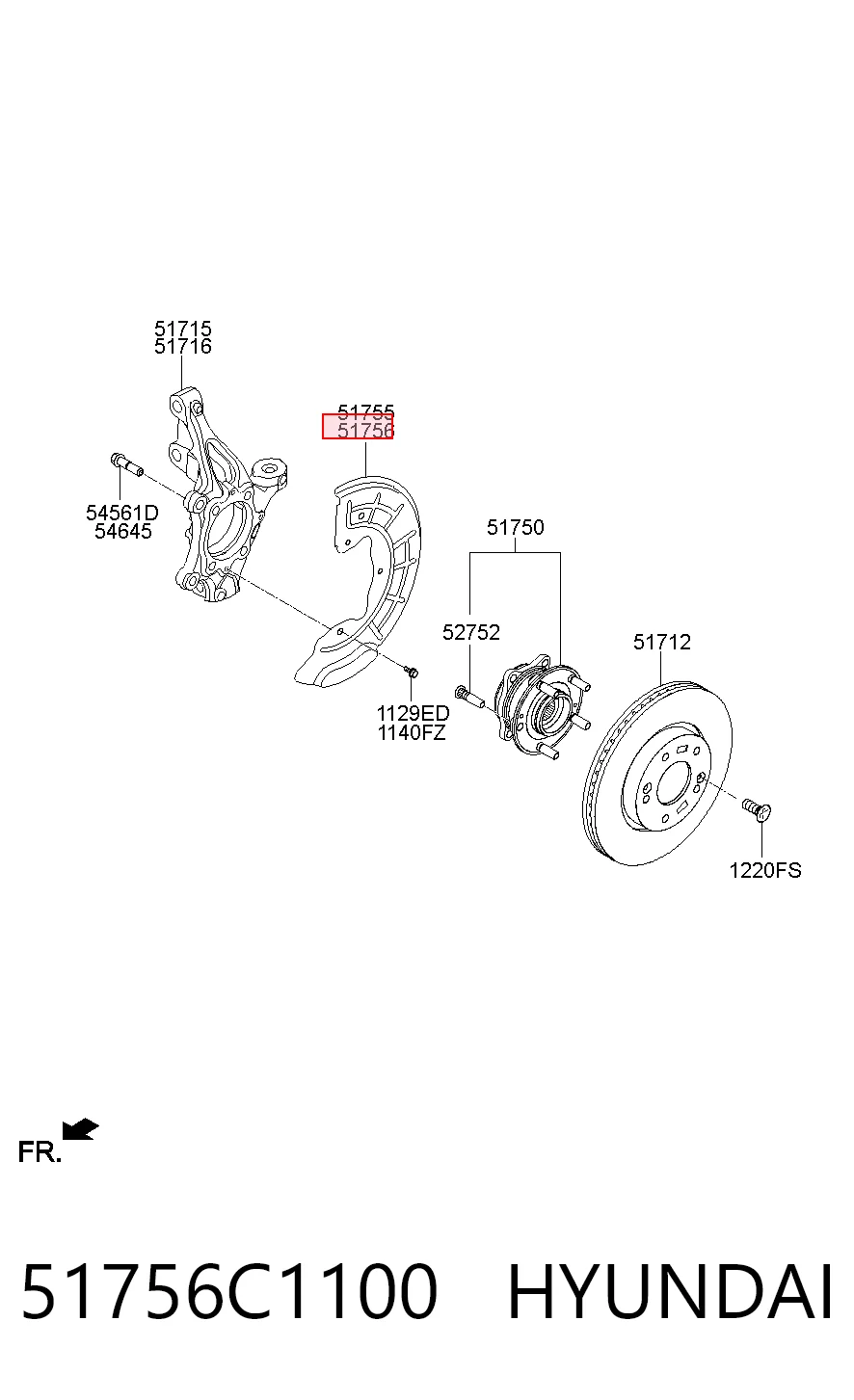 51756C1100 Hyundai/Kia Пыльник тормозного диска переднего