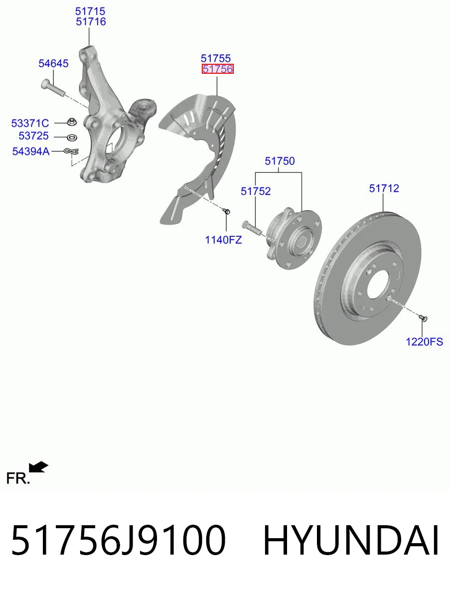 51756J9100 Hyundai/Kia Пыльник тормозного диска переднего