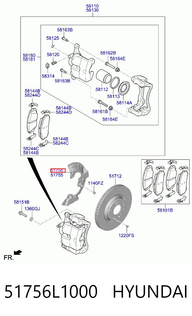 51756L1000 Hyundai/Kia Пыльник тормозного диска переднего