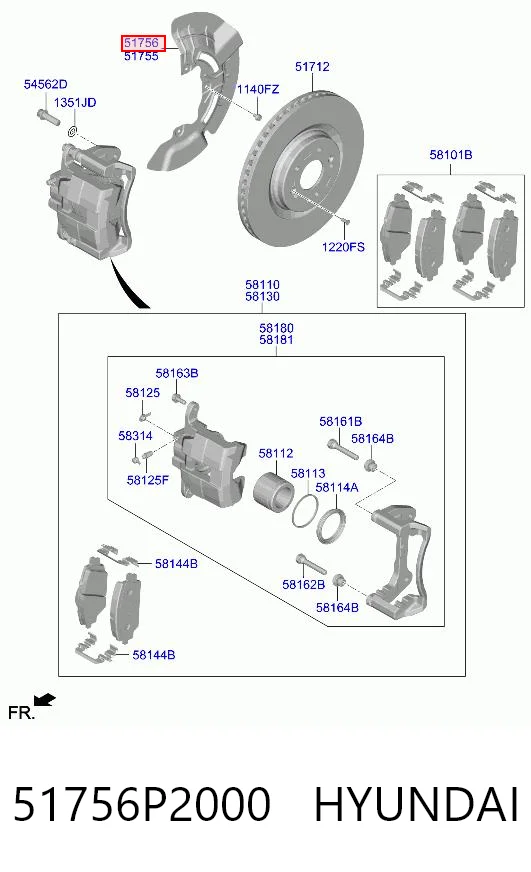 51756P2000 Hyundai/Kia Пыльник тормозного диска переднего