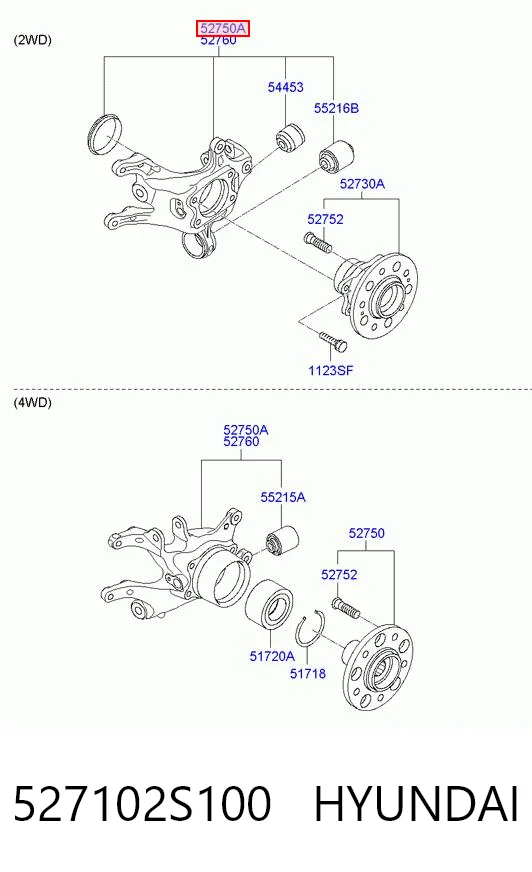 527102S100 Hyundai/Kia Цапфа левая