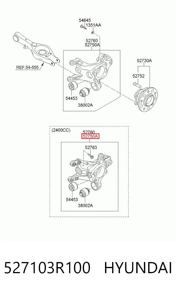 527103R100 Hyundai/Kia Цапфа левая