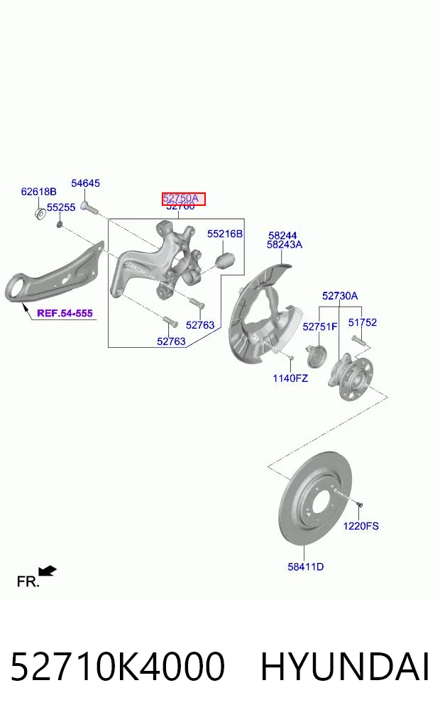 52710K4000 Hyundai/Kia Цапфа левая
