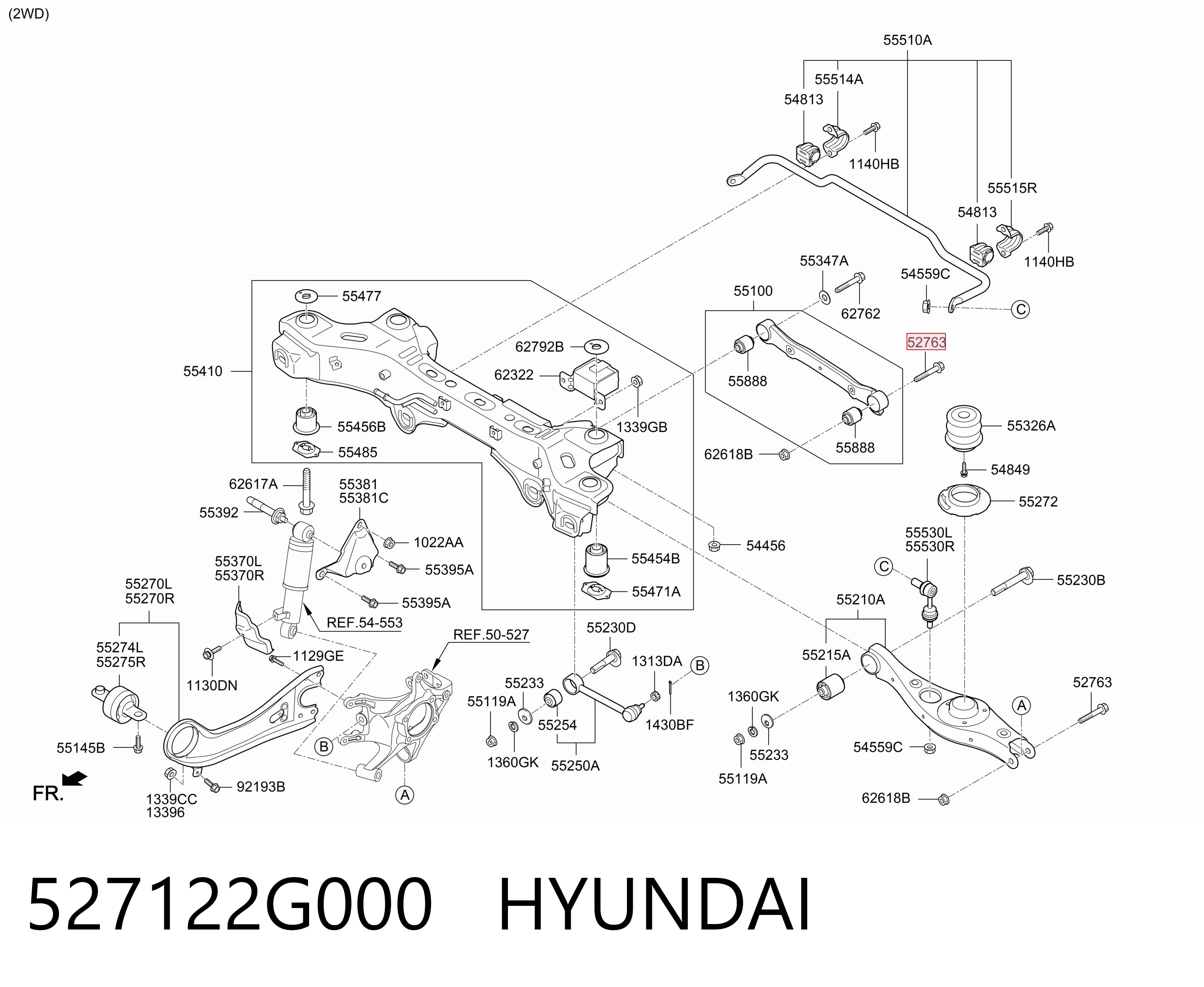 527122G000 Hyundai/Kia Болт крепления заднего нижнего рычага, наружный