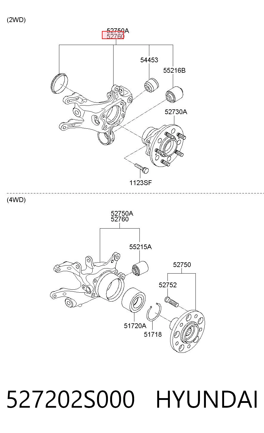 527202S000 Hyundai/Kia Цапфа правая
