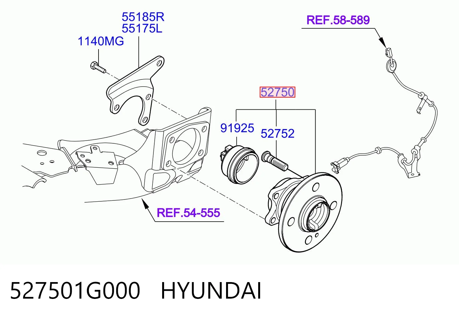 527501G000 Hyundai/Kia Ступица задняя