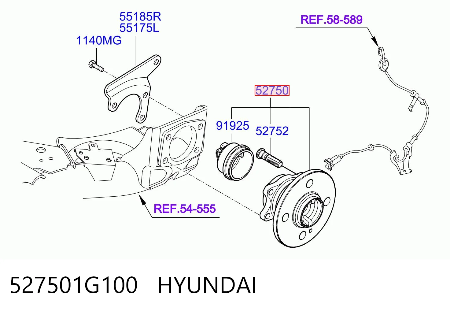 527501G100 Hyundai/Kia Ступица задняя