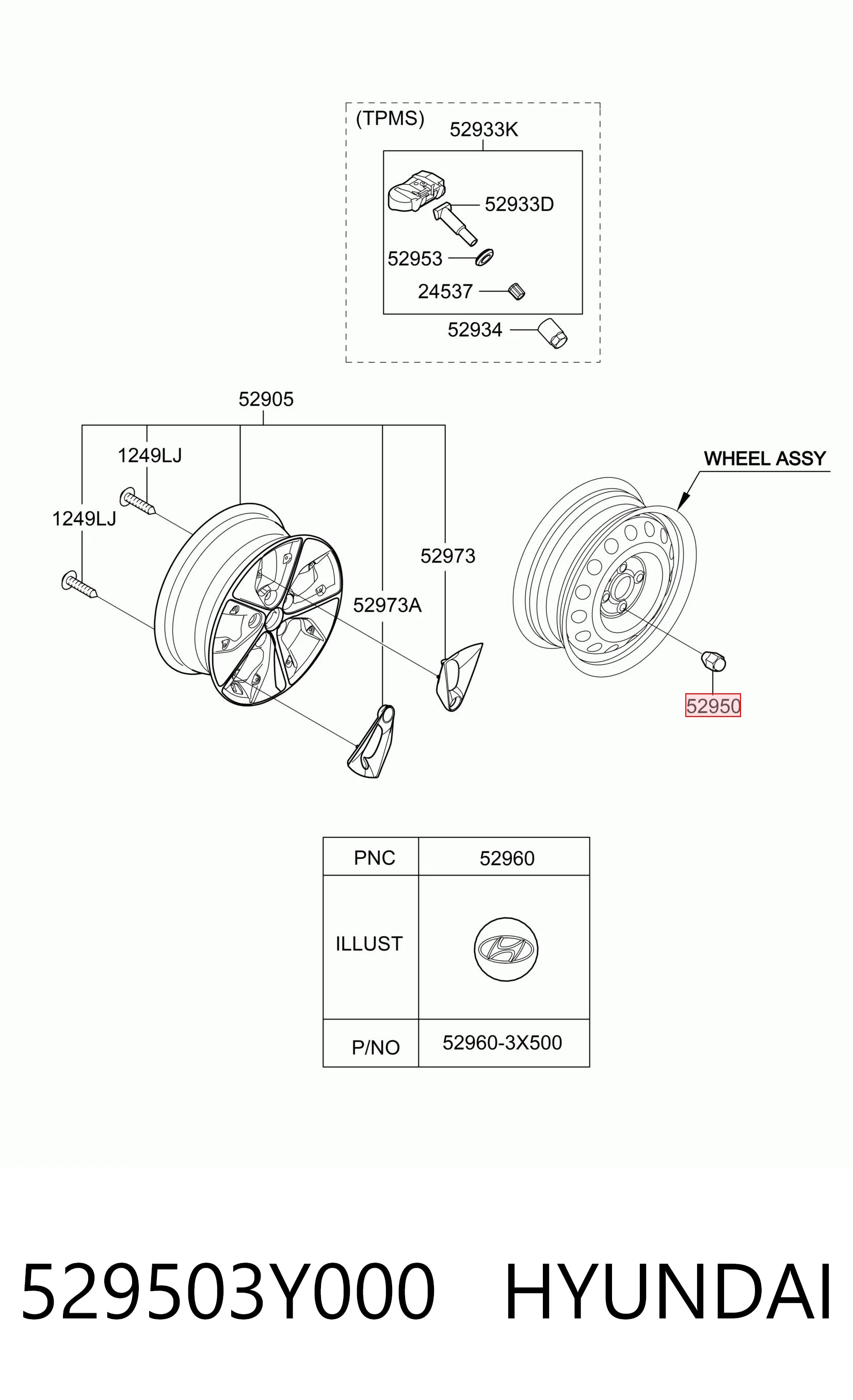 529503Y000 Hyundai/Kia Гайка колеса