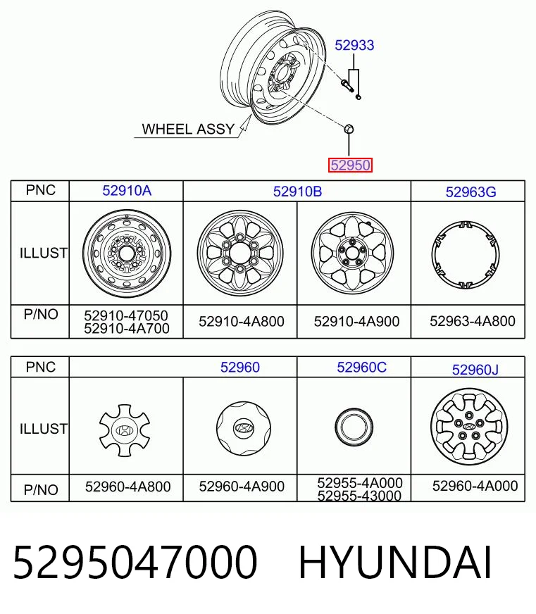 5295047000 Hyundai/Kia Гайка колеса