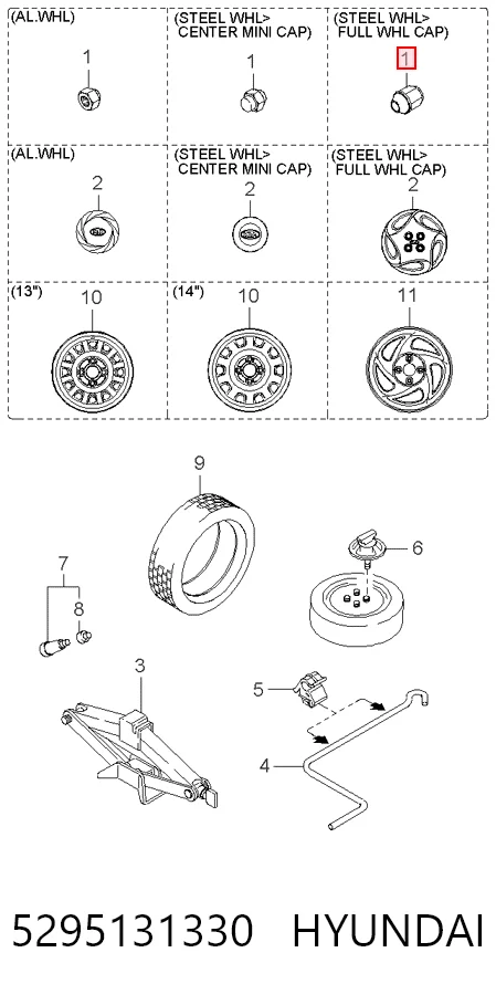 5295131330 Hyundai/Kia Гайка колеса